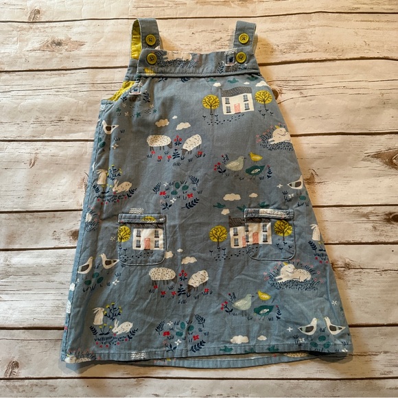 Mini boden blue farm pinnie 3/4 vguc